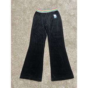 Vintage Hello Kitty Sweatpants Womens Medium Black Velvet Flared Relaxed Logo